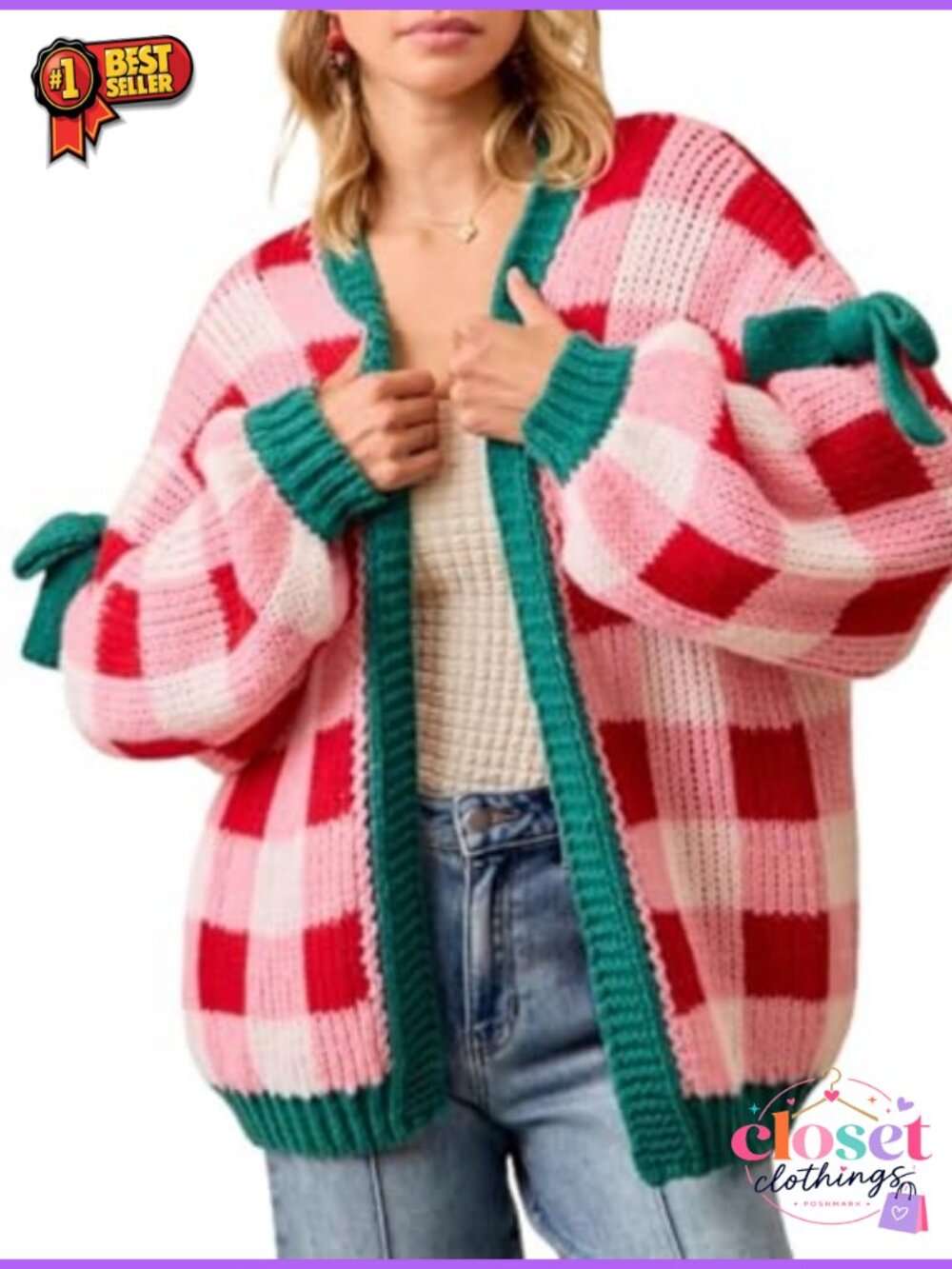 Chunky Knit Oversized Balloon Sleeve Cardigan Sweater - Picture 1 of 6